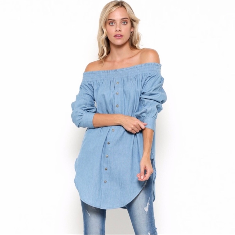 New Chambray Off Shoulder Tunic